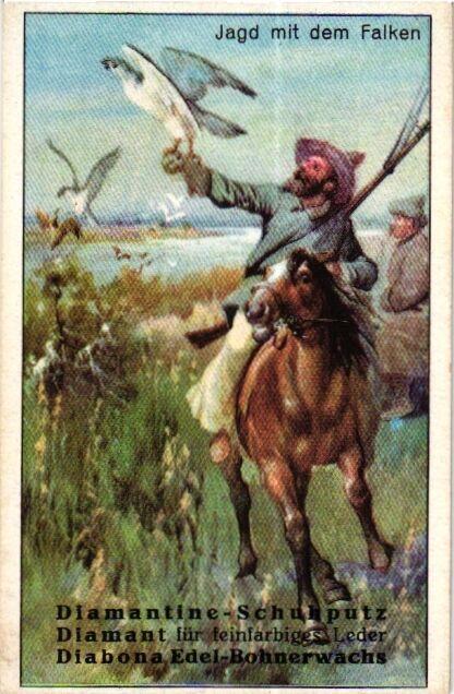 6 Cards c1910 Hunting Rabits Badger Teckel Falcon Cormorants Owl Leopard chromo